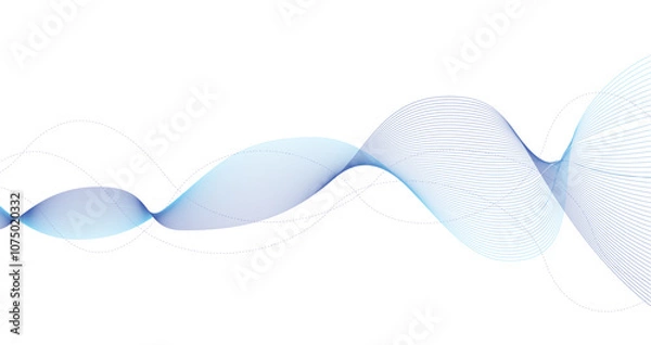 Fototapeta 青色のラインウエーブ　テクノロジー　音楽　波　オンラインイメージ背景_4