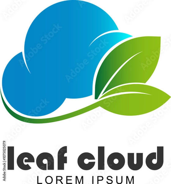 Obraz green leaf cloud, simple and unique logo