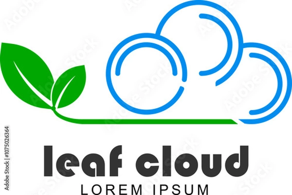 Fototapeta green leaf cloud, simple and unique logo