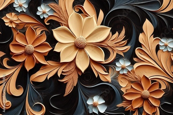 Fototapeta 3D Filigree Seamless Patterns
