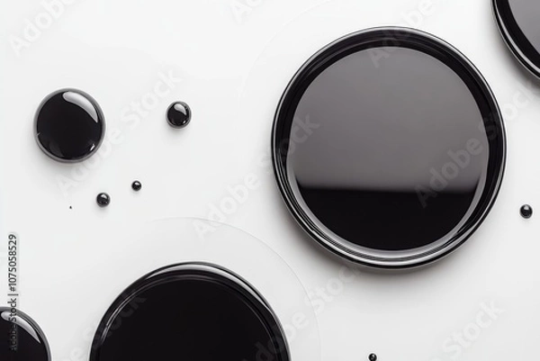 Fototapeta Azure hours with czarne overhanging beads on a bianca background