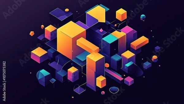 Obraz Abstract Geometric Composition with Vibrant Colors