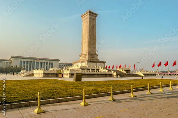 Obraz Monument to the People's Heroes on Tian'anmen Square - the third largest square in the world, Beijing, China.