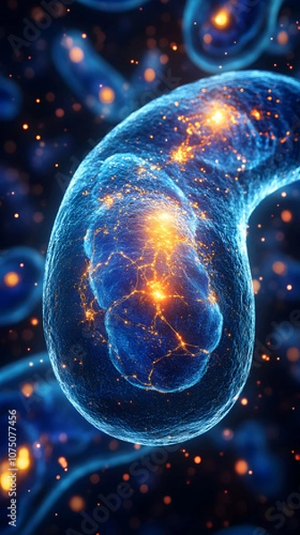 Fototapeta 3D Illustration- Glowing Cell, Biology, Microscopic, Science