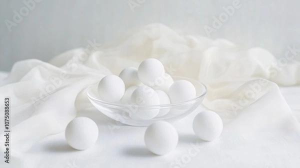 Obraz white balls on silk white background