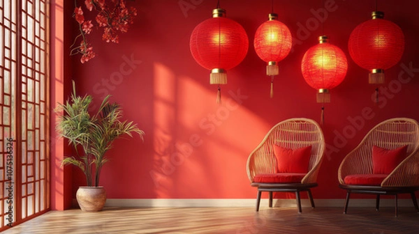Fototapeta Chinese lanterns hanging decorations - Elegant design
