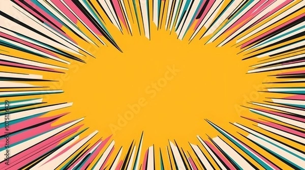 Fototapeta Vibrant Pop Art Comic Book Cover Design with Blank Central Space for Text
