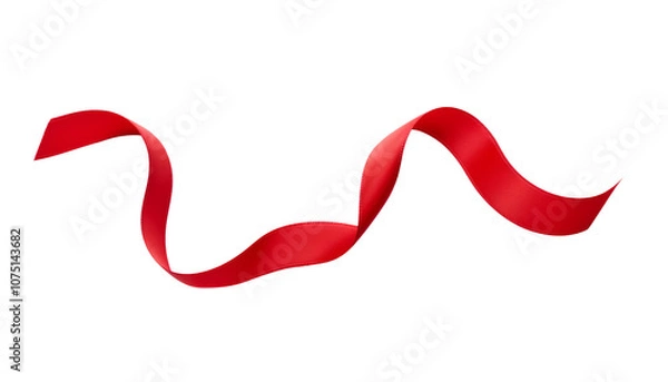 Fototapeta red ribbon bow floating isolated on transparent background cutout