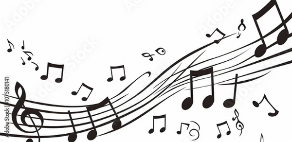 Fototapeta Vector music notes, a vector illustration on a white background