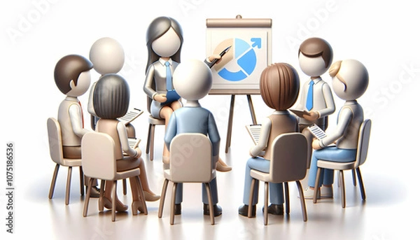 Fototapeta 3D Community Manager Icon Focus Group Facilitation Community Insights Research Environment Ample Copy Space Text Graphic Design on Isolated White Background