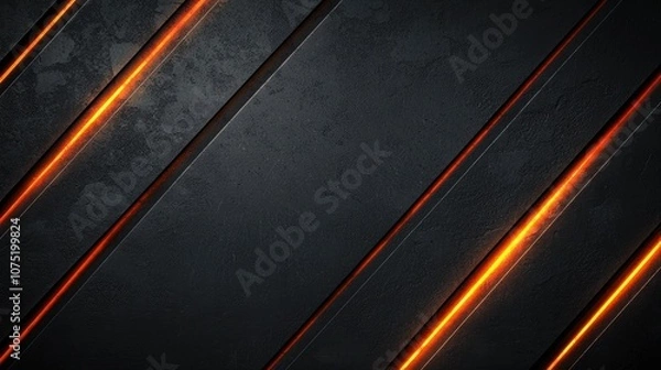 Fototapeta Abstract dark background with glowing orange lines