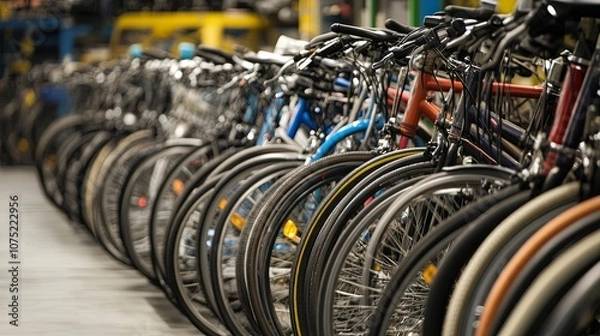 Fototapeta Bicycle production at the factory 