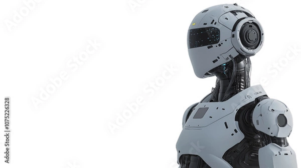 Fototapeta 3d Render Concept future Robot chatbot isolated on a transparent background