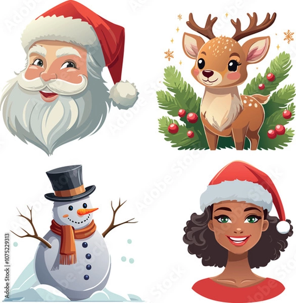 Obraz Christmas vector illustrations collection