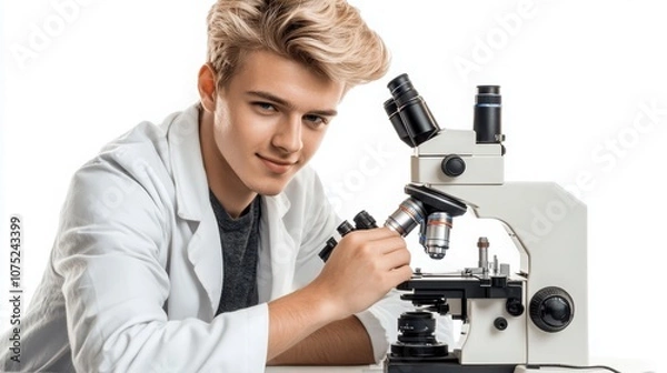 Fototapeta scientist with microscope