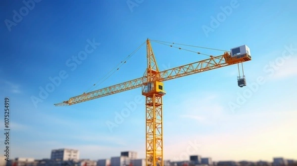 Fototapeta A photo of a construction crane against a clear sky.