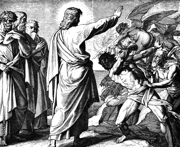 Obraz Jesus Drives Out a Demon 1) Sacred-biblical history of the old and New Testament. two Hundred and forty images Ed. 3. St. Petersburg, 2) 1873. 3) Russia 4) Julius Schnorr von Carolsfeld