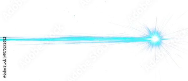 Fototapeta Stylized blue laser beam with glowing light effect isolate on transparent background, png, cutout