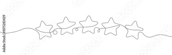 Fototapeta Five stars drawn in one continuous line.