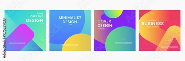Fototapeta Colorful Gradient Geometric Shapes Background. Ideal for Post, Background, Banner, Ad, Promo, Invitation, Etc