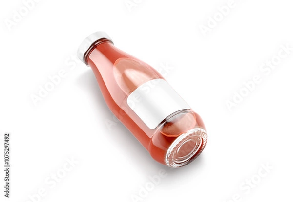 Fototapeta Blank transparent glass tomato juice bottle with white label mockup