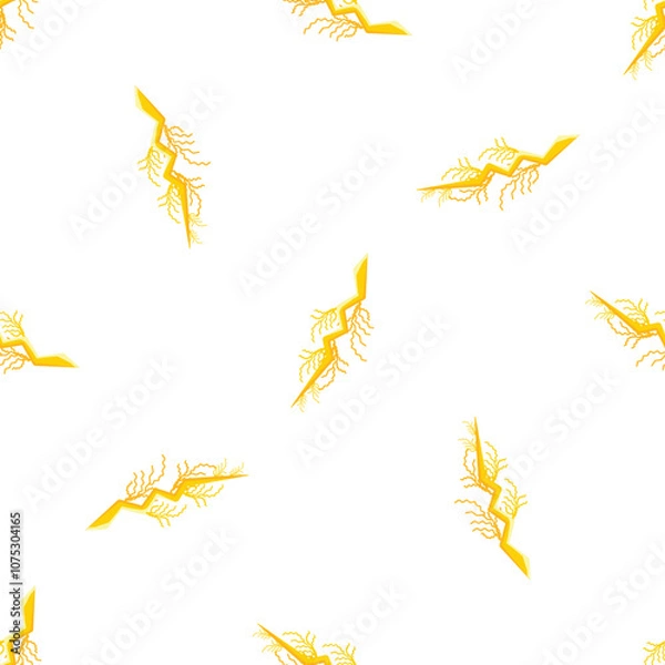 Fototapeta Lightning bolt striking seamless pattern on white background representing electricity, power, and energy