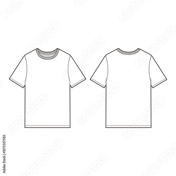 Fototapeta Basic T-Shirt Front and Back View Template for Fashion Design

