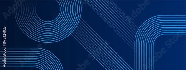 Fototapeta Blue Simple Abstract Banner With Lines in a Geometric Style Ideal for Post, Background, Banner, Ad, Promo, Invitation, Etc