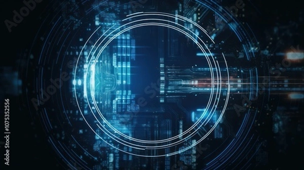 Fototapeta Circular interface, futuristic technology background.