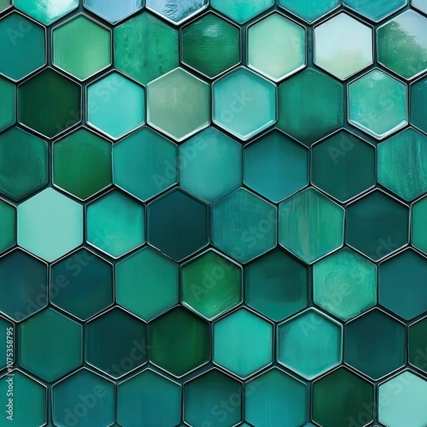 Obraz hexagon green abstract background