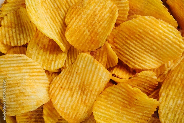 Obraz Wavy potato chips close-up.