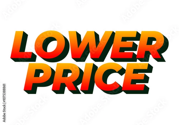 Fototapeta Lower price. Text effect with modern colors and 3D font look