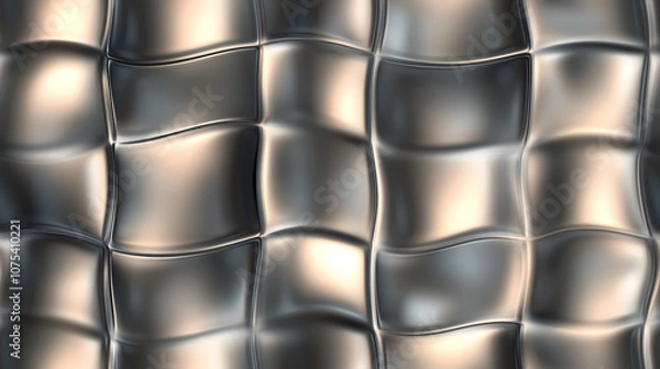Fototapeta Seamless pattern with metallic wave patterns in silver and bronze tones