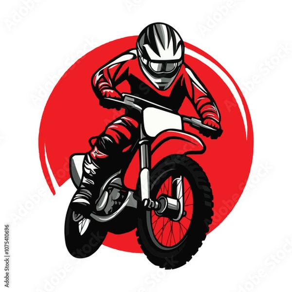 Fototapeta Sporty red and black motocross bike rider vector