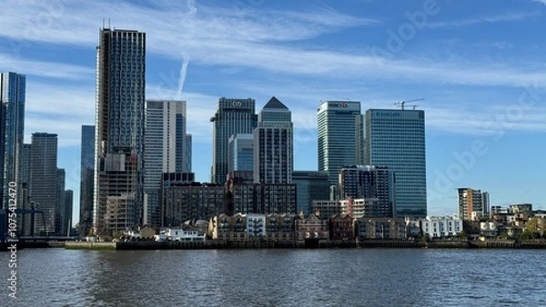 Fototapeta Canary Wharf London City View From Thames River