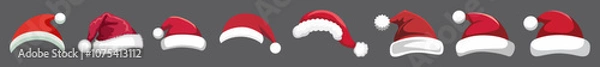 Fototapeta Set of. Santa Hats. in Different Angles. Santa Claus Hats, christmas, Sale. Offer. Merry Christmas.