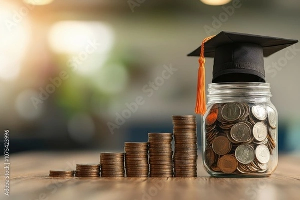 Fototapeta Maximize your education investment how saving money with a grad cap can lead to financial success