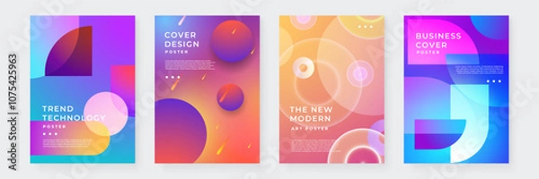 Fototapeta Set of Four Abstract Minimalist Purple Poster Designs. Ideal for Modern Design Projects, Event Invitations, and Creative Presentations.