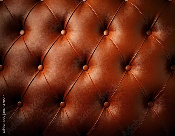 Obraz light brown leather upholstery fancy luxury stitching sofa couch texture pattern macro background