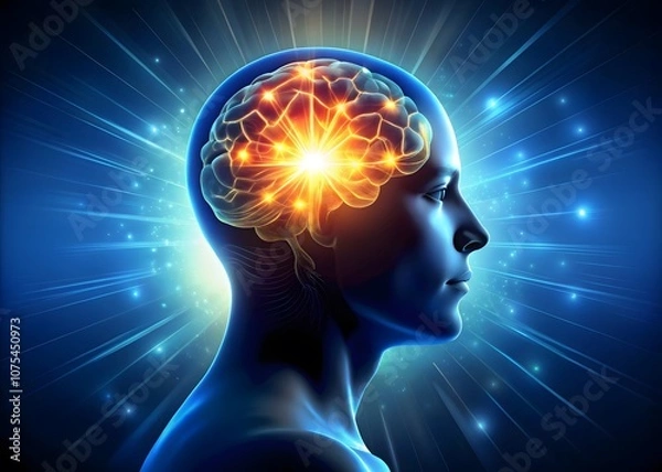 Obraz A human head with the brain abstract thought, and a background	