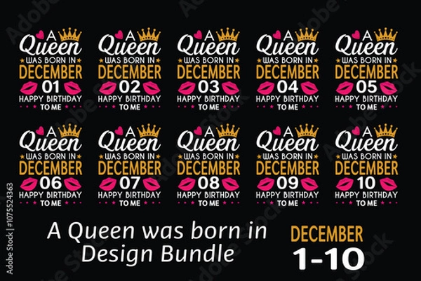 Fototapeta Queen is Born Birthday Design Bundle, January, February, March, April, Jun, July, August, September, October, November, December