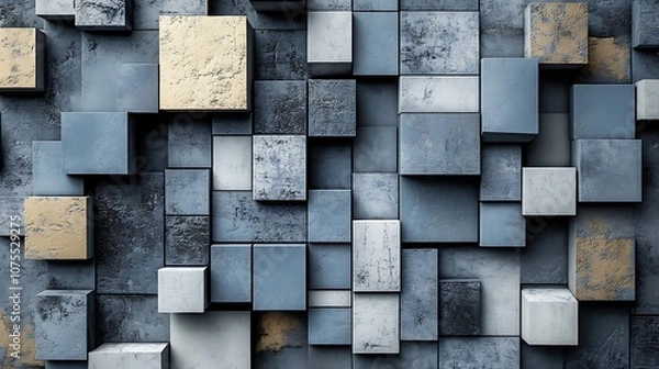 Fototapeta "Dynamic Geometric Shapes with Vibrant Squares: A Bold Fusion of Energy and Precision"






