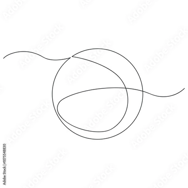 Fototapeta Tennis ball in one continuous line. One line drawing, minimalism. Vector illustration.