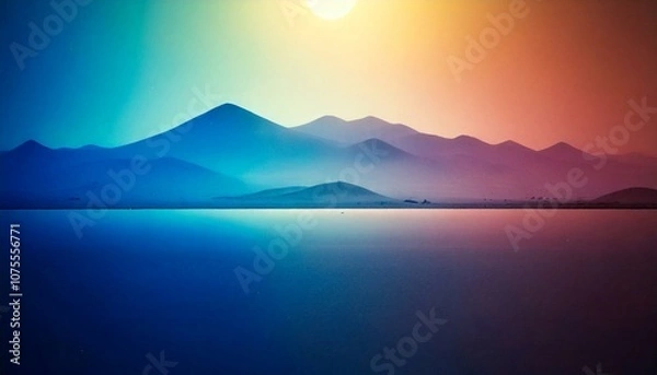 Fototapeta Gradient mountains, scenic illustration