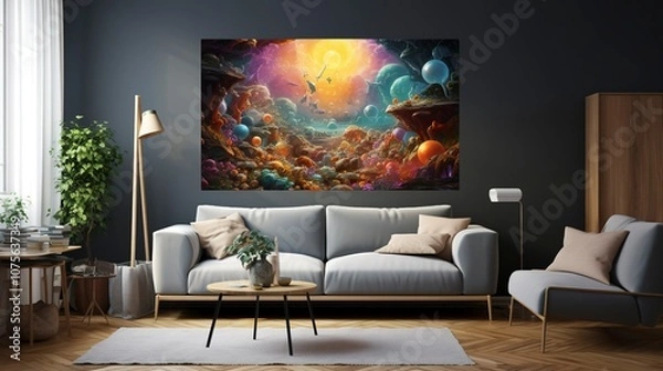 Fototapeta A photo of a handmade textile wall tapestry.