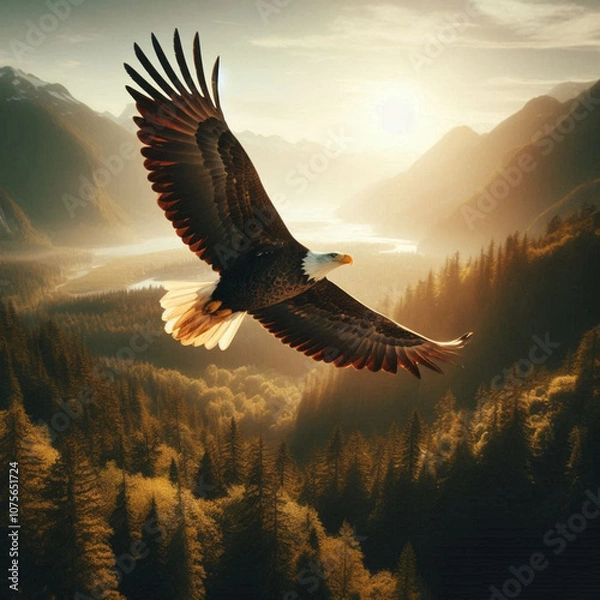 Obraz "Majestic Eagle Soaring Above the Mountains"