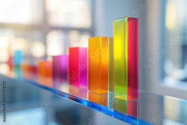 Fototapeta Abstract Colorful Glass Blocks on Shelf