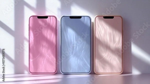 Fototapeta A set of four Phone screens on white background