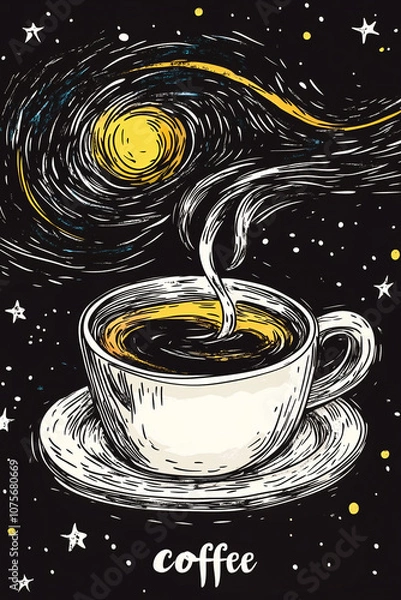 Obraz Celestial Coffee Cup with Starry Night Sky