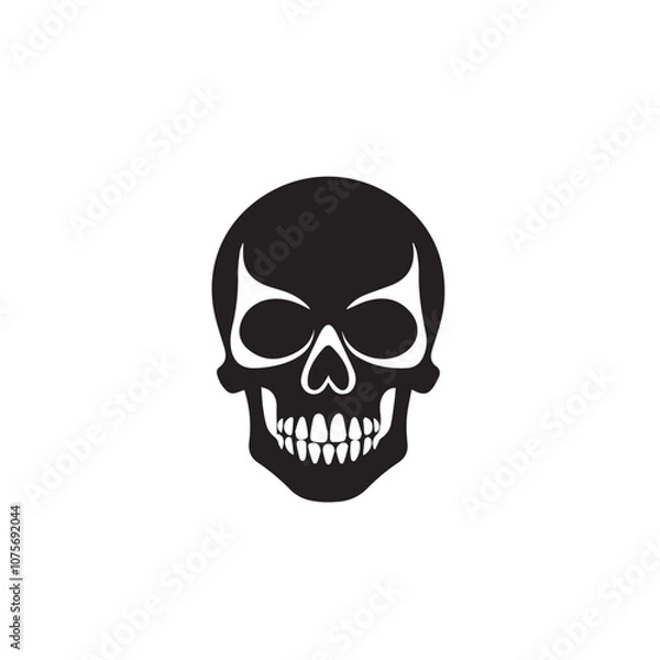 Fototapeta Skull In cartoon, hand-drawn flat style. image for social media, websites and UI. Isolated 2D vector design in logo, icon, sketch style, simple line vector, single color. AI Generative Art.